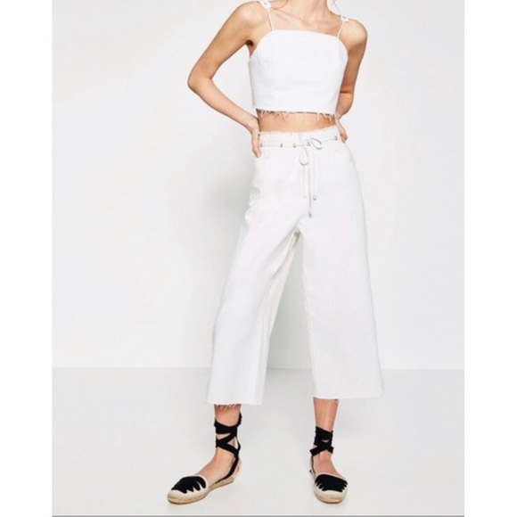 Zara Trf Emma Drawstring Denim Culottes - Picture 13 of 14